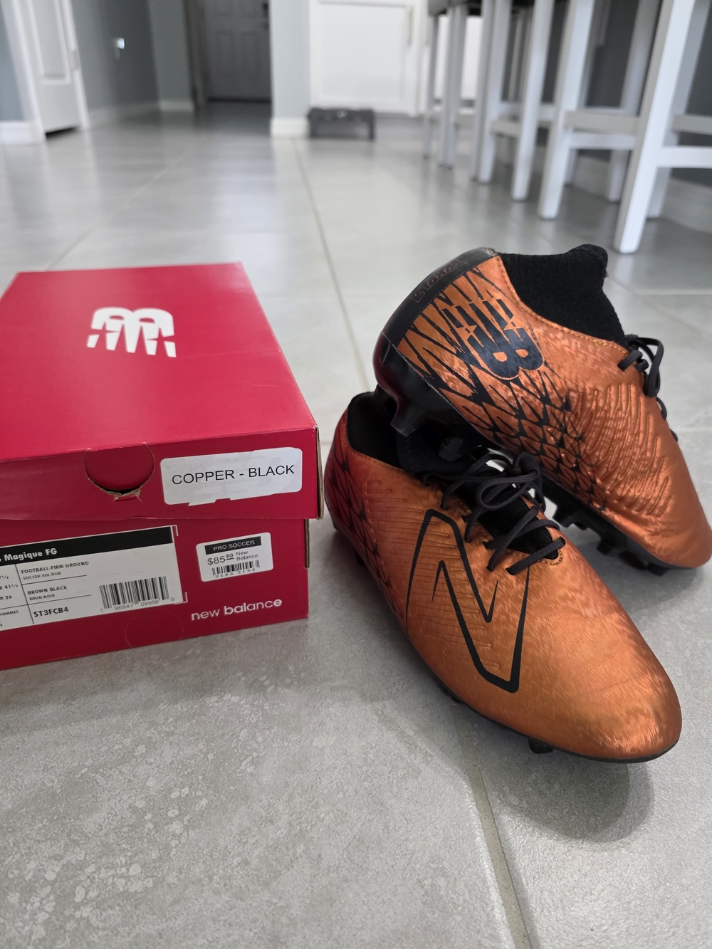 New Balance Mens Copper & Black Soccer Cleats